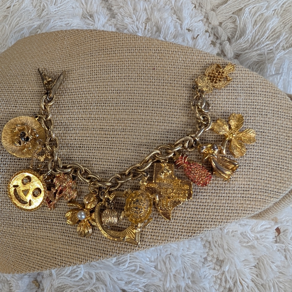 Vintage 1970 Smiley Face Era Charm Bracelet